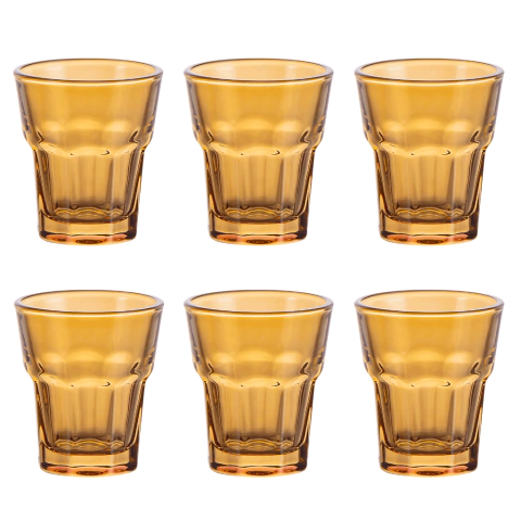 Jogo C/ 6 Copos para Shot Allure Âmbar 50ml Dose Tequila Vodka