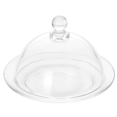 Queijeira Com Tampa De Cristal Clear Transparente Vidro Mesa Posta