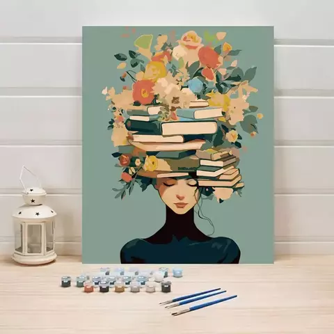 Kit de pintura por números - Libros y flores - comprar online