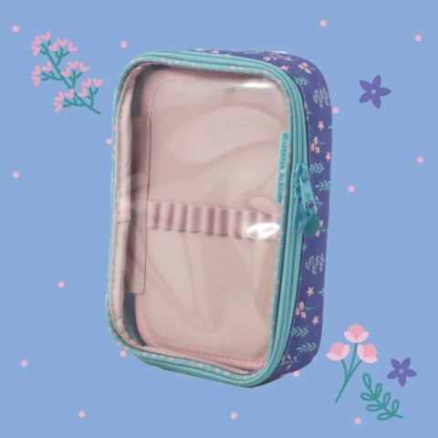 ESTOJO ESCOLAR FEMININO ESTOJO BOX 100 PENS CRISTAL BY SOF LILAS