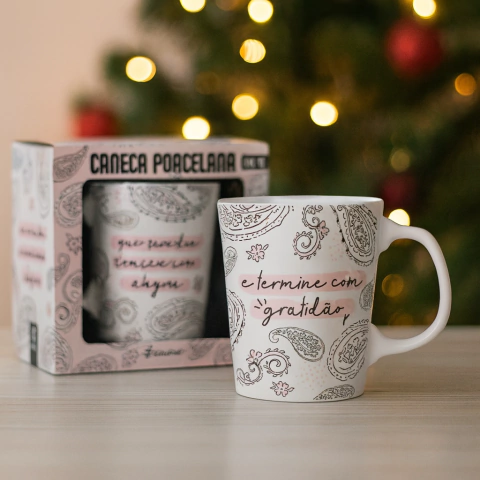 CANECA PORCELANA PREMIUM - COMECE COM ALEGRIA