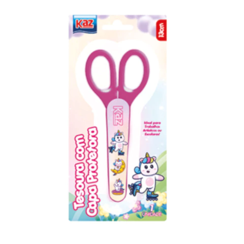 TESOURA ESC. 12CM C/CAPA PROTETORA UNICORNIO