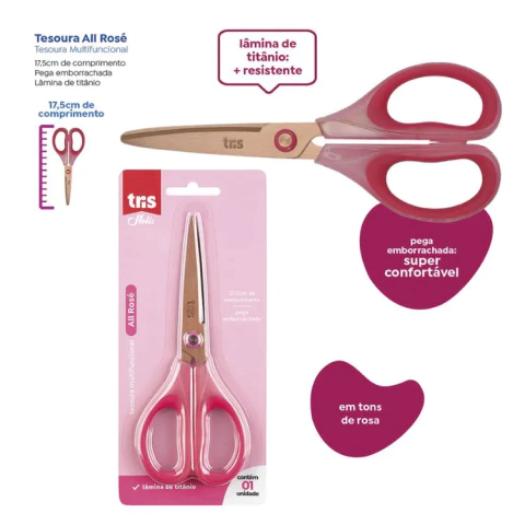 TESOURA MULT TRIS ROSE 17.5CM C