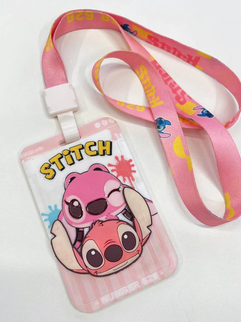 Porta Crachá Stitch e Angel