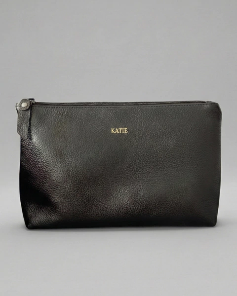 Necessaire Grande em Couro Legítimo - Preto