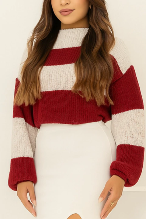 Cropped Mousse 2 Cores - Marsala - comprar online