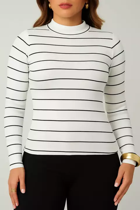 Blusa Cacharrel Listrada - Branco - comprar online