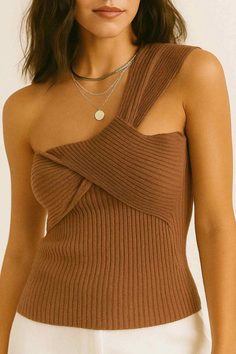 Cropped Alça Única Modal - Chocolate - comprar online