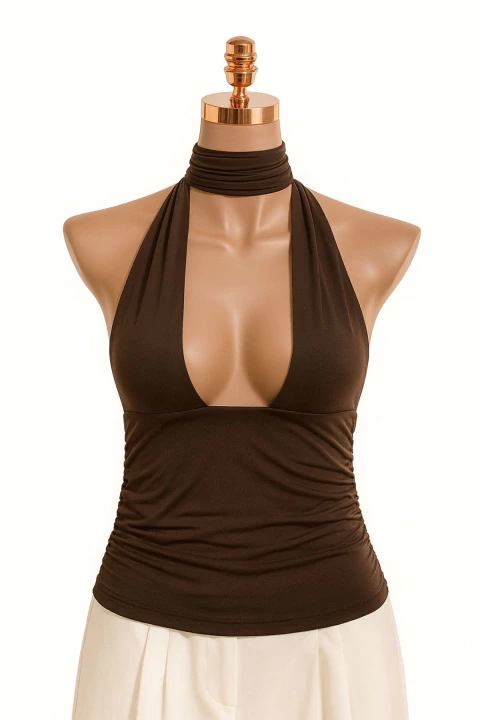 Top Multi Amarrações Suplex - Marrom - comprar online