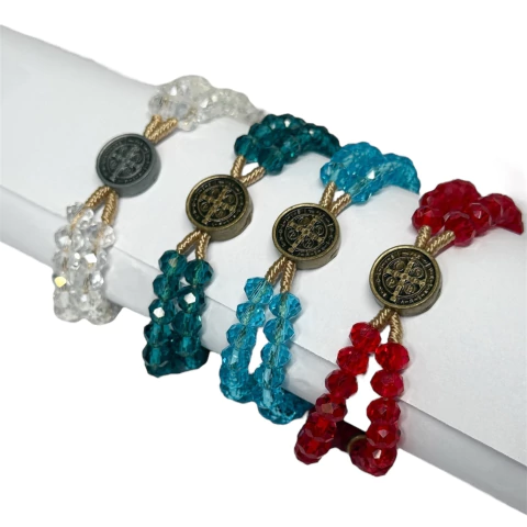 Pulseira terço cristal São Bento