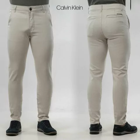 Calça Sarja Masculina Calvin Klein Premium Social Alfaitaria Bege - comprar online