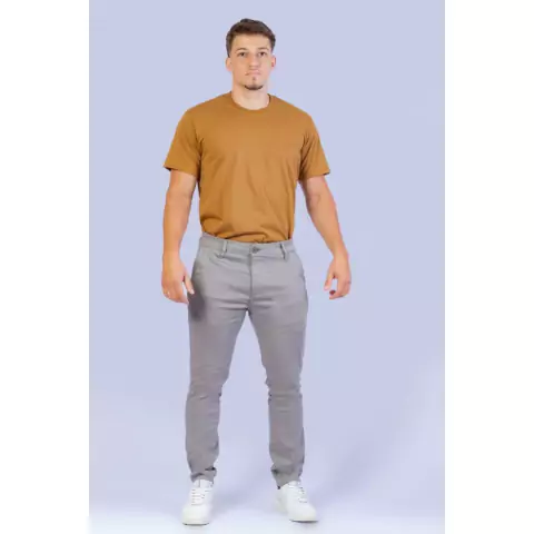 Calça Sarja Masculina Acetinado Cinza - comprar online