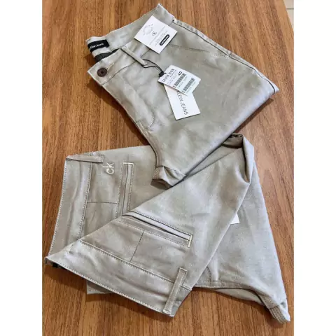 Calça Sarja Masculina Calvin Klein Social Bege - comprar online
