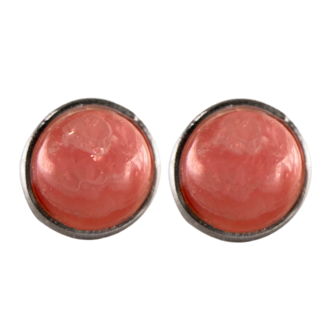 Brinco Prata 925 Quartzo Rosa Redondo Verdadeiro e Natural