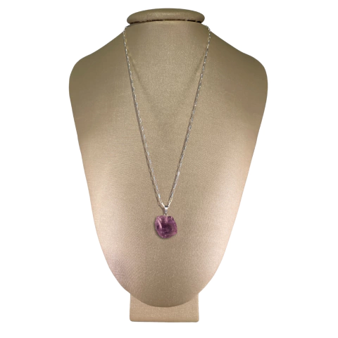 Colar Cadeado Prata 925 Ametista Bruta - Ponte Vecchio Joias