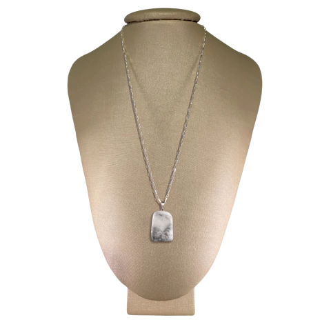 Colar Cadeado Prata 925 Howlita Polida - Ponte Vecchio Joias