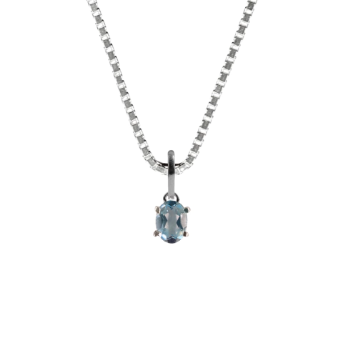 Colar Prata 925 Topázio Azul Natural Verdadeiro - P. Vecchio