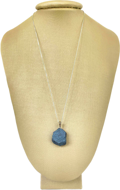 Colar Prata 925 com Banho em Ródio Hematita Bruta Natural