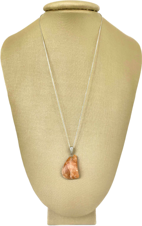 Pingente Prata 950 Cálcita Laranja Bruta - P. Vecchio Joias