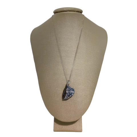 Colar 50cm Prata 925 Geodo de Ágata Bruto Natural P. Vecchio