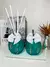 Kit Aromatizador e Saboneteira com Vidro Verde Fosco e Bandeja Branca Aqua Grace - Lumine Glass | Aromatizadores e Decoração