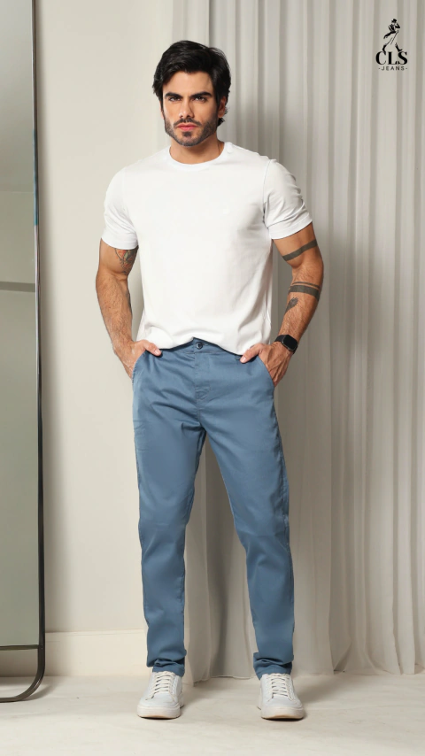 Calca Esporte Fino New Cetim Azul - 3040 3/4