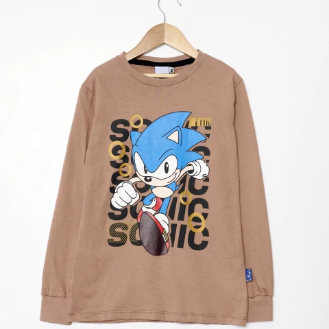 Remera Magic 85518 Marrón Sonic Ml Algodon Con Estampa