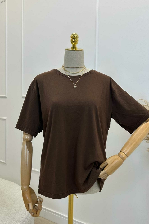T-SHIRT ESTONADA LISA MARROM CAFÉ - comprar online