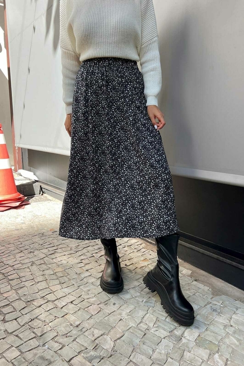 SAIA MIDI SWEET FLORAL LIBERTY PRETO