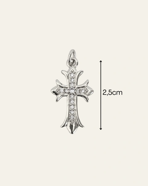 Dije cruz zirconia silver