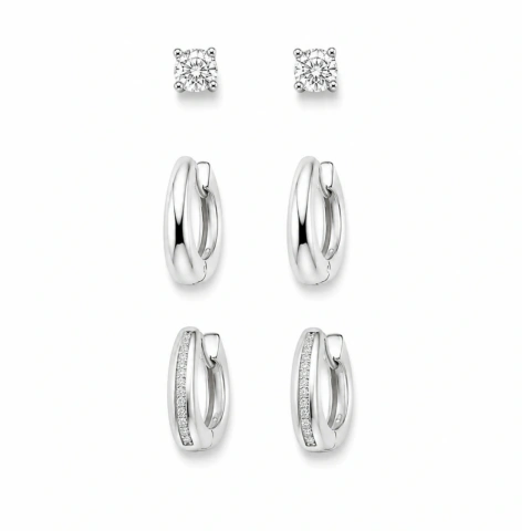 Trio de Brincos Clássico Prata 925