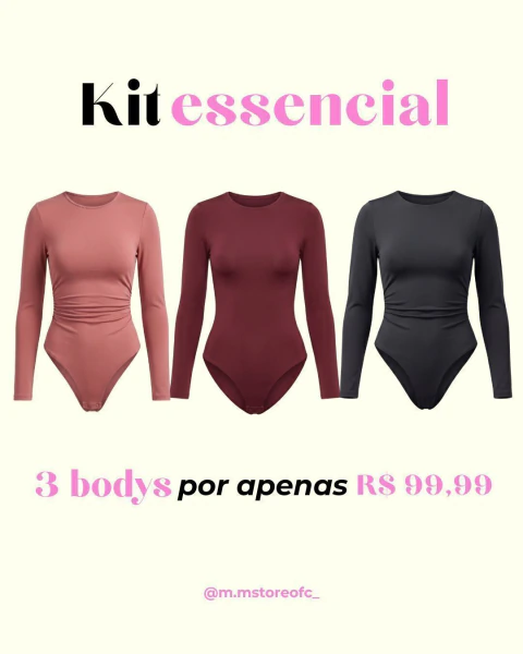 Kit Essencial - 3 Bodys por R$ 99,99