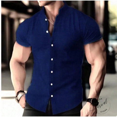 Camisa Social Masculina Manga Curta Slim Premium