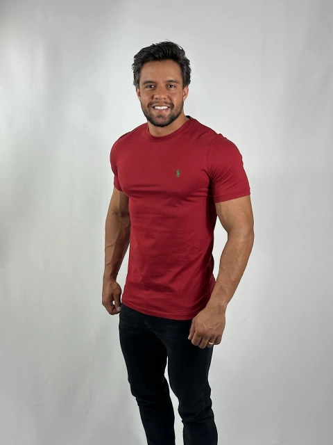 CAMISETA BASIC BORDO VINHO PONEY VERDE RALPH LAUREN