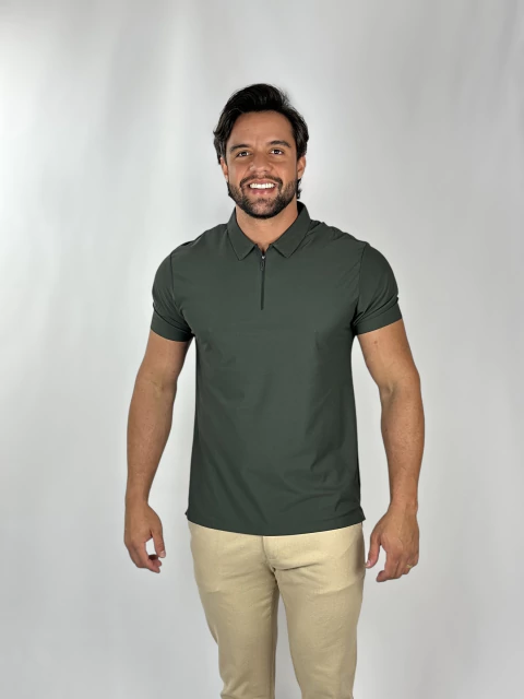 GOLA POLO TECH C/ZIPER VERDE OLIVA ZIGMA