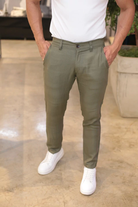 CALCA LINHO WEEKEND VERDE URBO