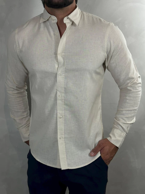 CAMISA M/L LINHO BLEND NATURAL ZIGMA