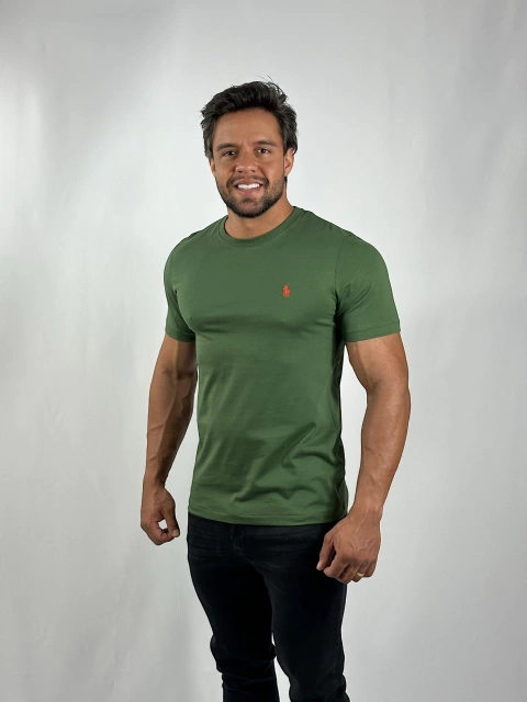 CAMISETA BASIC VERDE MUSGO PONEY VERMELHO RALPH LAUREN