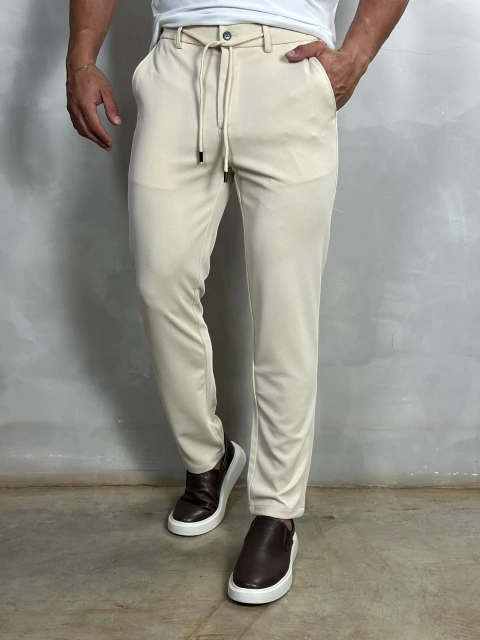CALÇA ALF FIRENZE STRECH C/CADARÇO CREME ZIGMA