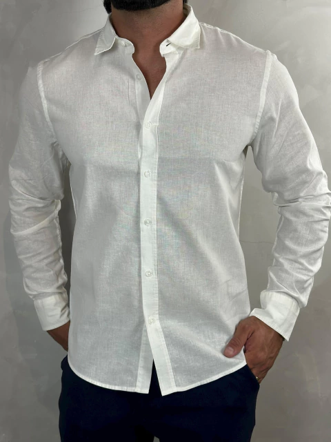 CAMISA M/L LINHO BLEND BRANCO ZIGMA