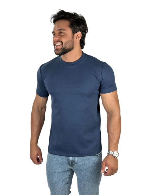 CAMISETA MALHAO GOLA MEDIA AZUL MARINHO ZIGMA