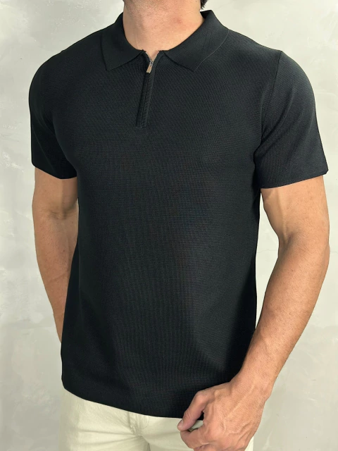 GOLO POLO C/ZIPER TRICOT MILANO PRETA ZIGMA