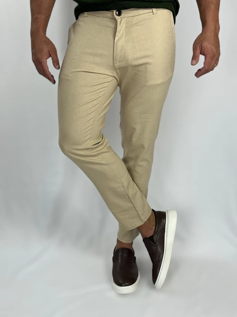 CALCA ALFAIATARIA LINHO RESORT BEGE URBO