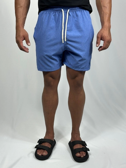 SHORTS BEACH AZUL MESCLO PONEY MONOCROMATICO RALPH LAUREN