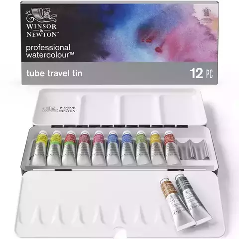 WINSOR AND NEWTON SET ACUARELA PROF CAJA METAL TUBOS X 12 - comprar online