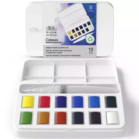 WINSOR AND NEWTON SET ACUARELA COTMAN C/PINCEL DE AGUA X 14P - comprar online