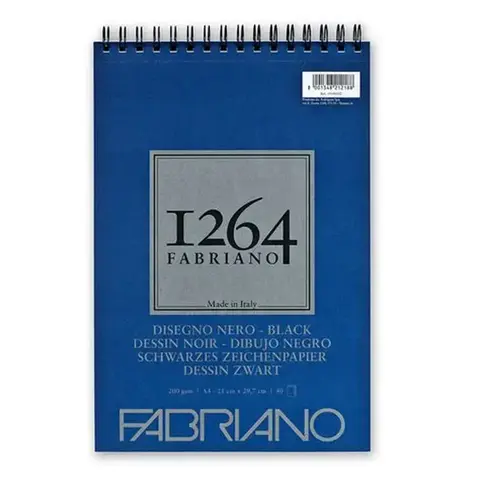 BLOCK FABRIANO 1264 BLACK C/E A4 200GR X 40H