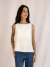 Blusa Aura Regata Branca em Tecido que Não Amassa