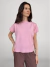 Blusa Brisa Rosa Básica Com Mangas Morcego Em Fio Modal