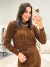 Conjunto Tricô Plush Cropped Calça Wide Café na internet